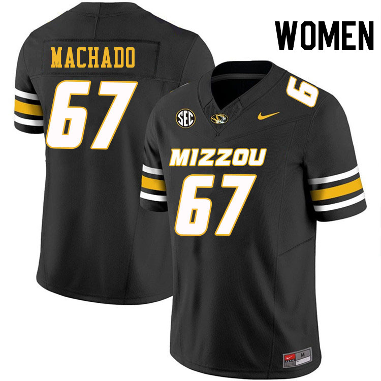 Women #67 Xavier Machado Missouri Tigers College Football Jerseys Stitched-Black